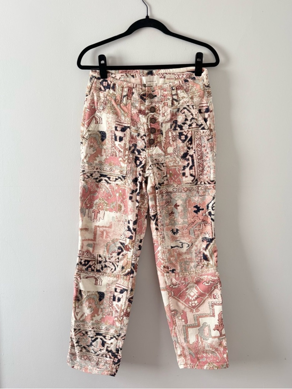 Anthropologie The Wanderer Pants Printed Ankle Cropped Button-Fly Multicolor